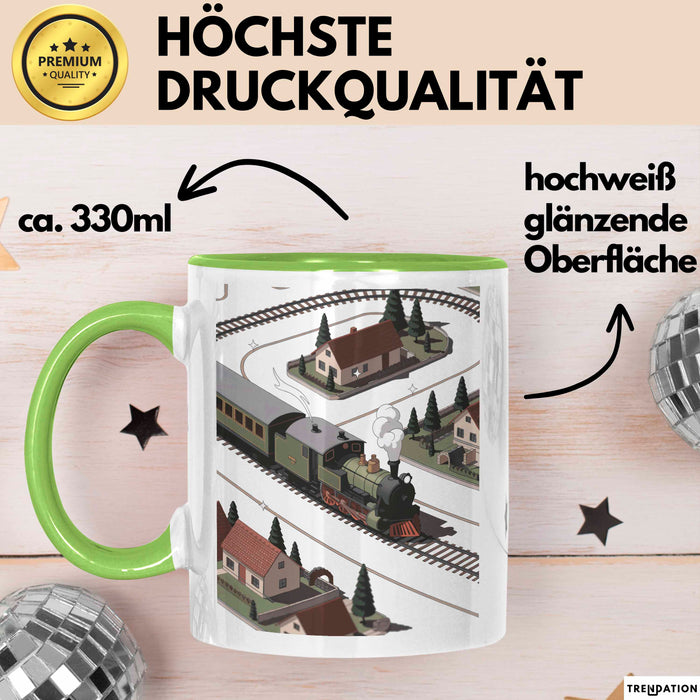 Modelleisenbahn Sammler Tasse Geschenk Lustige Geschenkidee Spruch Für Miniatur Bahn Fans Grün Trendation