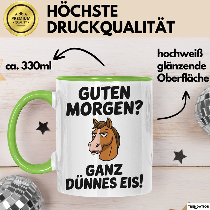 Morgen Tasse Geschenk Guten Morgen Ganz Duennes Eis Geschenkidee Lustig Grün Trendation