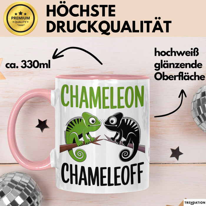 Chamäleon Tier Tasse Geschenk Chamäleon Chamäleoff Reptil Geschenkidee Lustig Rosa Trendation