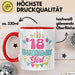 18. Geburtstag Tasse Frauen Mädchen Geschenkidee Lustig 18 Birthday Girl Lustiger Spruch Rot Trendation