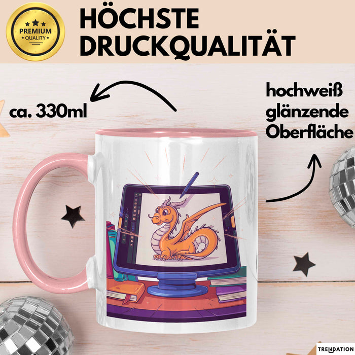 Digital Künstler Tasse Geschenk Lustige Geschenkidee Spruch Für Tablet Kreative Rosa Trendation