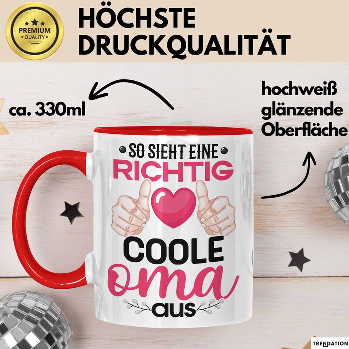 Coole Oma Tasse Geschenk Muttertag Lustiger Spruch Richtig Cool Rot Trendation