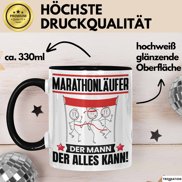 Marathonläufer Tasse Geschenk für Marathonläufer Der Mann Der Alles Kann Geschenkidee zum Geburtstag Schwarz Trendation