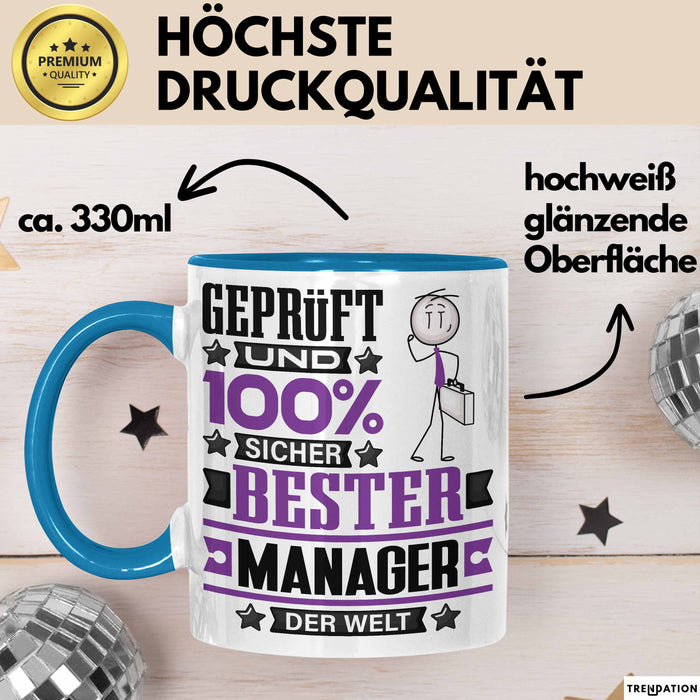 Manager Geschenk Lustiger Spruch für Manager Geschenkidee Bester Manager Der Welt Blau Trendation