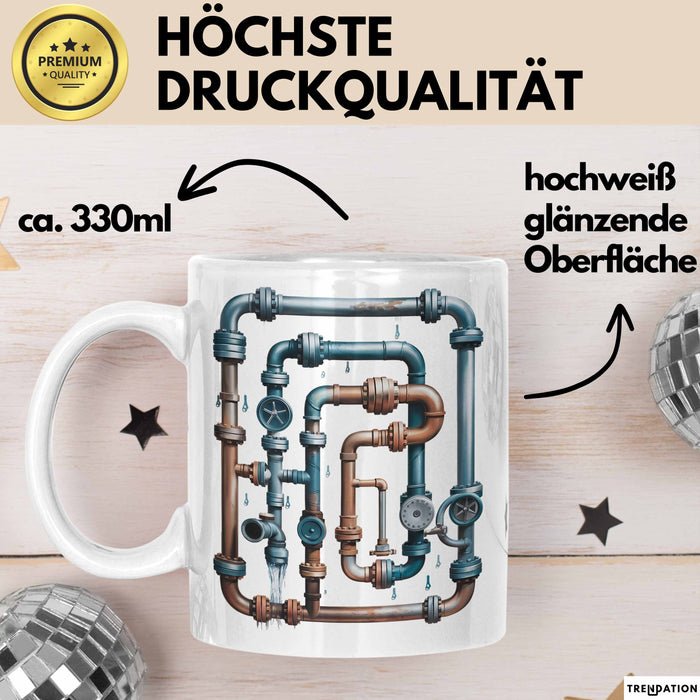 Klempner Tasse Geschenkidee für Rohrleger Lustiger Spruch Weiß Trendation