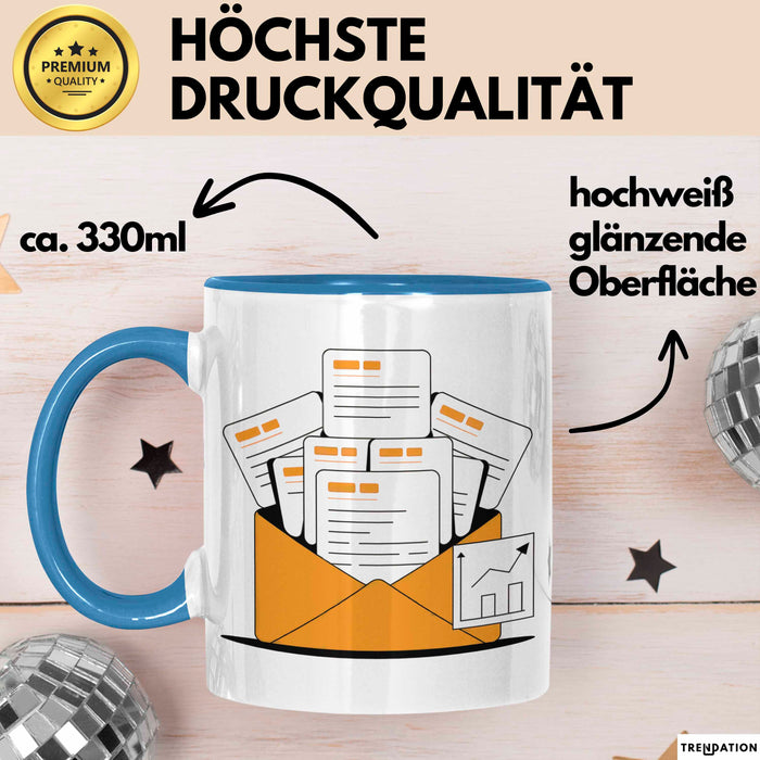 E Mail Marketer Tasse Geschenk Lustige Geschenkidee Spruch Für Inbox Strategen Blau Trendation