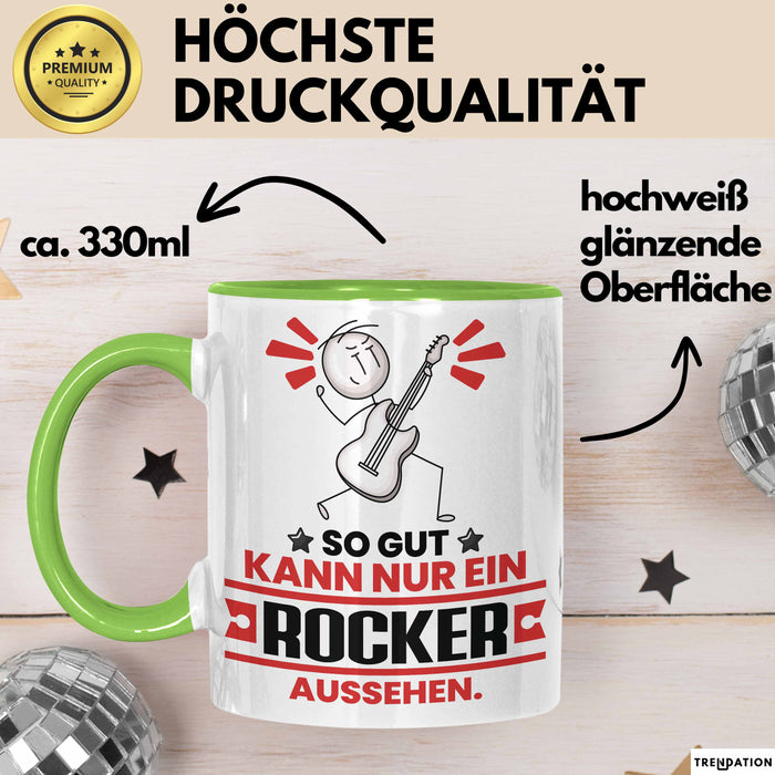Rocker Geschenk Tasse So Gut Kann Nur Ein Rocker Aussehen Geschenkidee Kaffee-Becher Grün Trendation