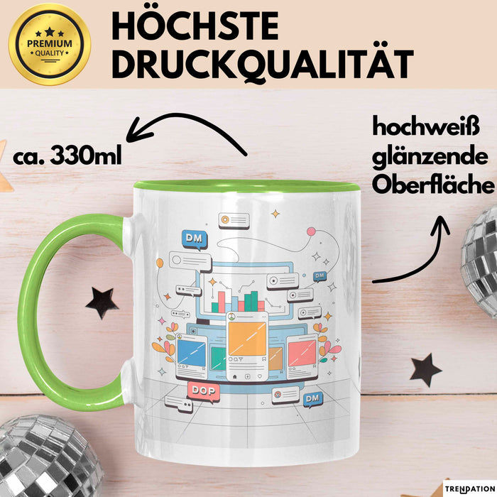 Social Media Manager Tasse Geschenk Lustige Geschenkidee Spruch Für Wachstum Treiber Grün Trendation