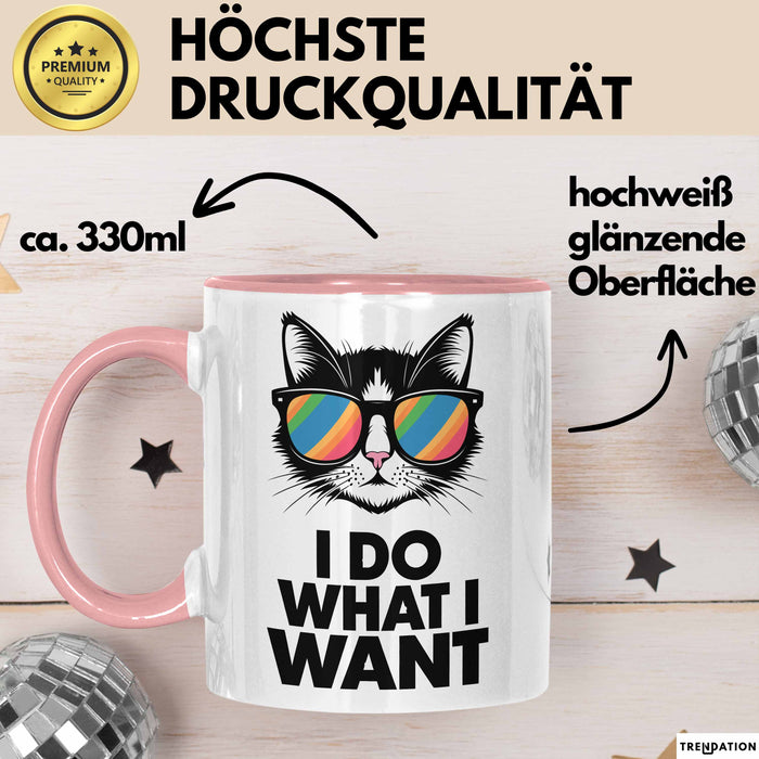 Sarkastische Katze Sarkasmus Tasse Geschenk Lustige Geschenkidee Spruch Ich Mache Was Ich Will Rosa Trendation
