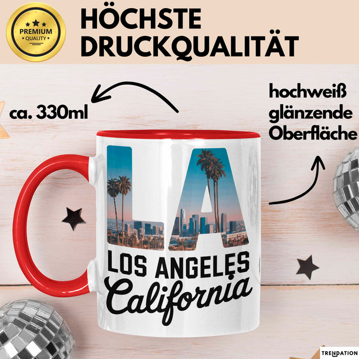 Los Angeles LA Kalifornien USA Tasse Geschenk Lustige Geschenkidee Spruch Rot Trendation