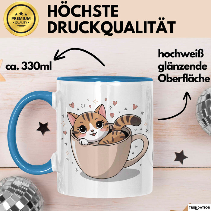 Katzenbesitzer Tasse Geschenk Lustige Geschenkidee Spruch Für Katzen Eltern Blau Trendation