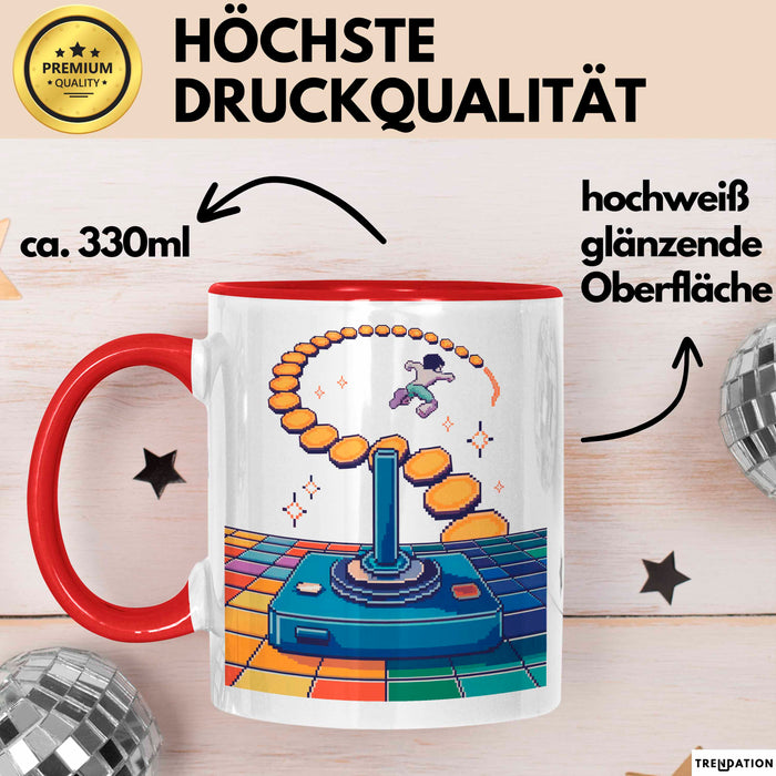 Retro Gamer Tasse Geschenk Lustige Geschenkidee Spruch Für Oldschool Spieler Rot Trendation