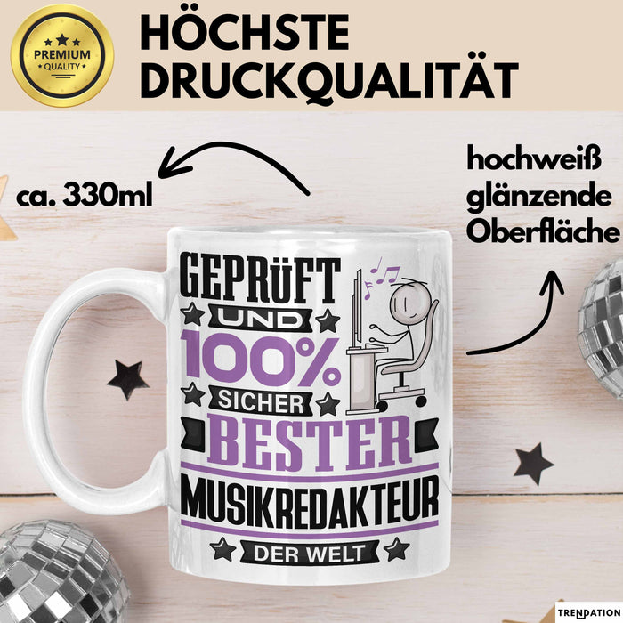 Musikredakteur Geschenk Lustiger Spruch für Musikredakteur Geschenkidee Bester Musikredakteur Der Welt Weiß Trendation