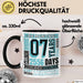 Tasse 07 Jahre Jubiläum Design mit Zeitangaben, Geschenkidee Schwarz Trendation