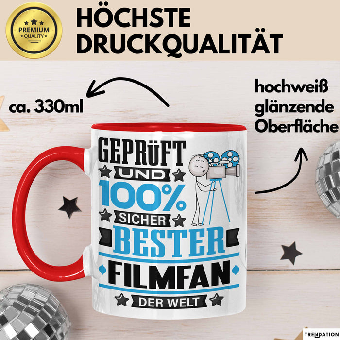 Filmfan Geschenk Lustiger Spruch für Filmfan Geschenkidee Bester Filmfan Der Welt Rot Trendation