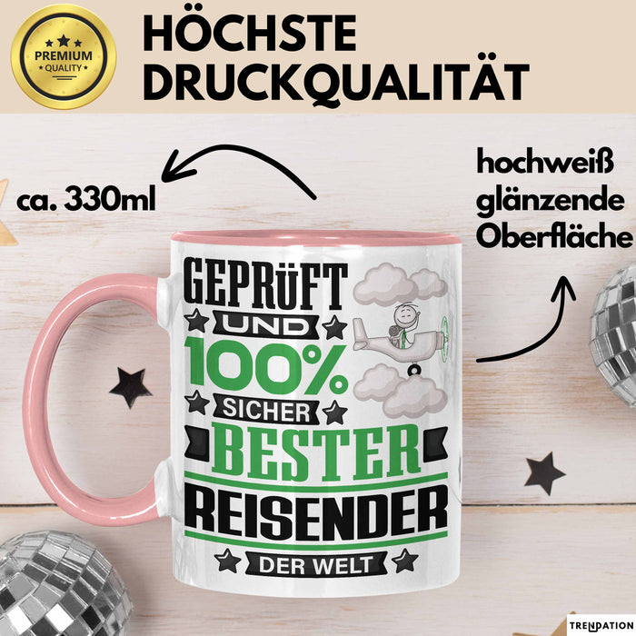 Reisender Geschenk Lustiger Spruch für Reisender Geschenkidee Bester Reisender Der Welt Rosa Trendation