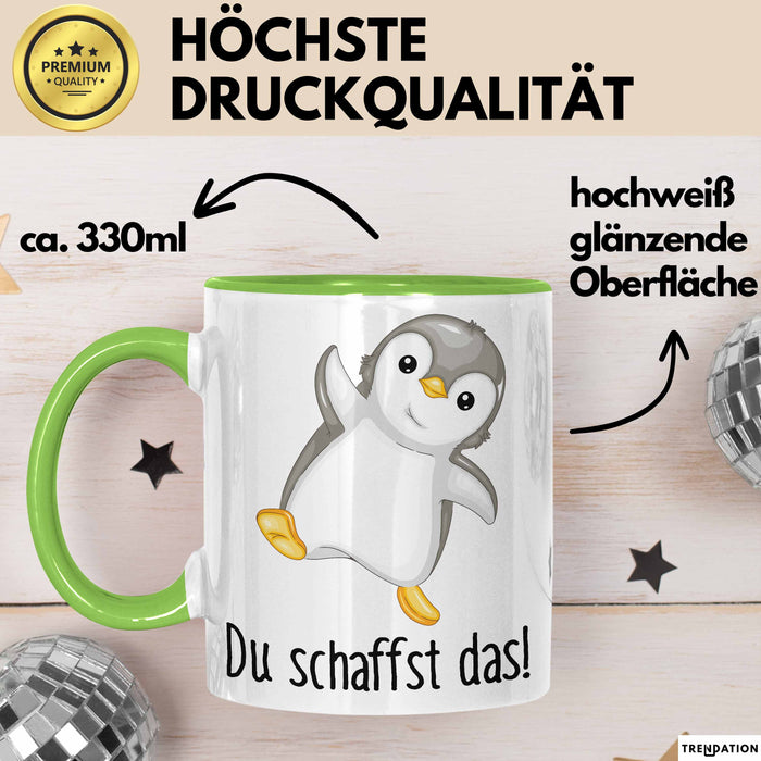 Mut Lustige Tasse Geschenk Süßer Pinguin Design Kaffeebecher Grün Trendation