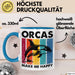 Orcas Tasse Geschenk Wale Wal Liebhaber Geschenkidee Retro Becher Blau Trendation