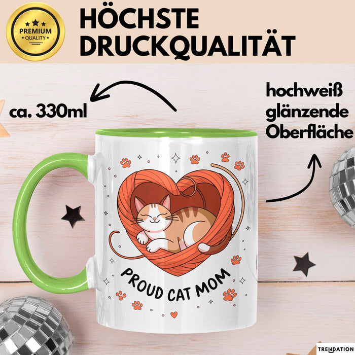 Katzen Mama Tasse Geschenk Lustige Geschenkidee Spruch Für Katzen Eltern Grün Trendation