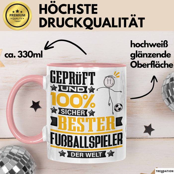 Fußballspieler Geschenk Lustiger Spruch für Fußballspieler Geschenkidee Bester Fußballspieler Der Welt Rosa Trendation