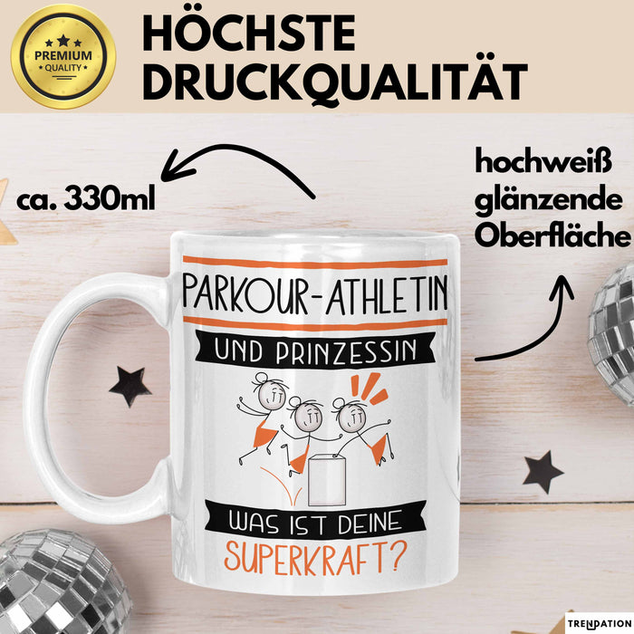 Parkour-Athletin Und Prinzessin Tasse Geschenk Für Eine Parkour-Athletin Geburtstag Was Ist Deine Superkraft Weiß Trendation
