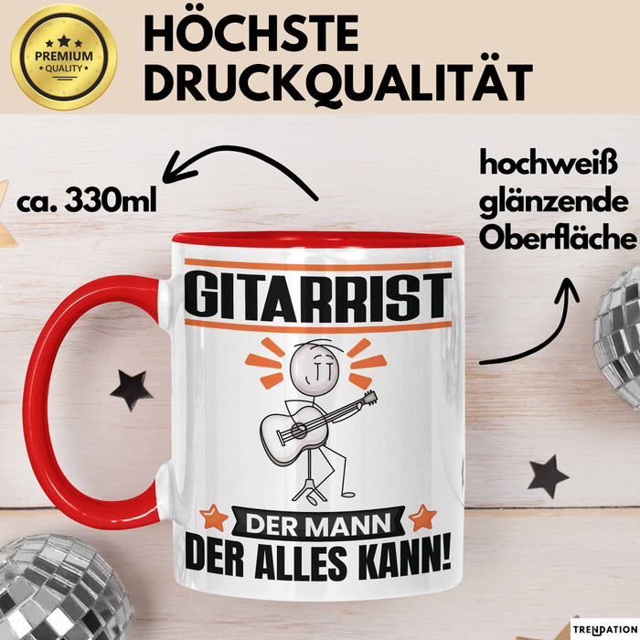 Gitarrist Tasse Geschenk für Gitarrist Der Mann Der Alles Kann Geschenkidee zum Geburtstag Rot Trendation
