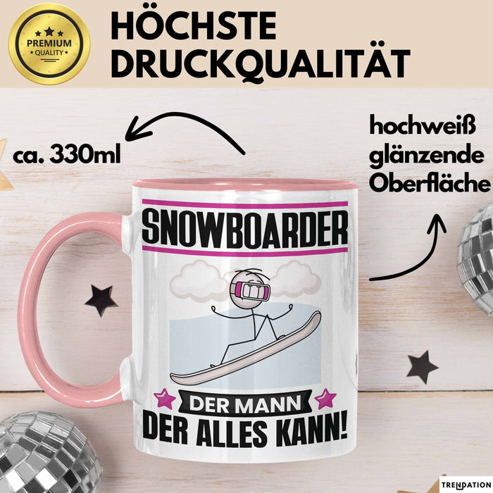Snowboarder Tasse Geschenk für Snowboarder Der Mann Der Alles Kann Geschenkidee zum Geburtstag Rosa Trendation
