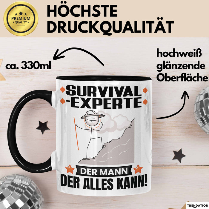 Survival-Experte Tasse Geschenk für Survival-Experte Der Mann Der Alles Kann Geschenkidee zum Geburtstag Schwarz Trendation