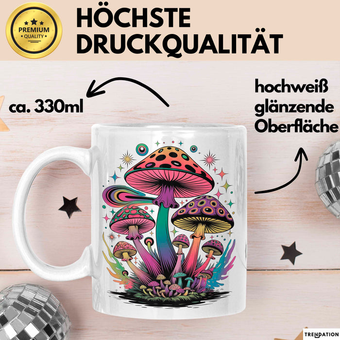 Pilz Fan Tasse Geschenkidee für Pilzliebhaber Weiß Trendation