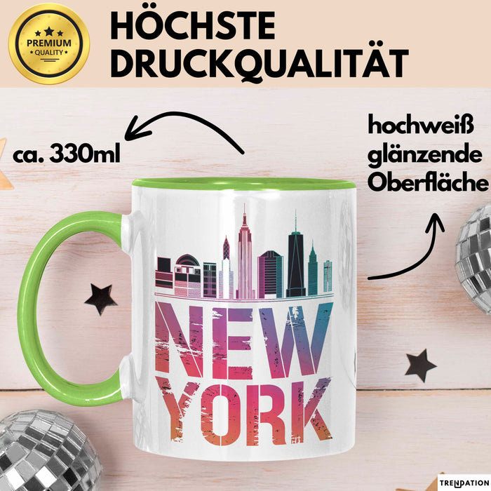 New York City USA Tasse Geschenk Lustige Geschenkidee Spruch Grün Trendation