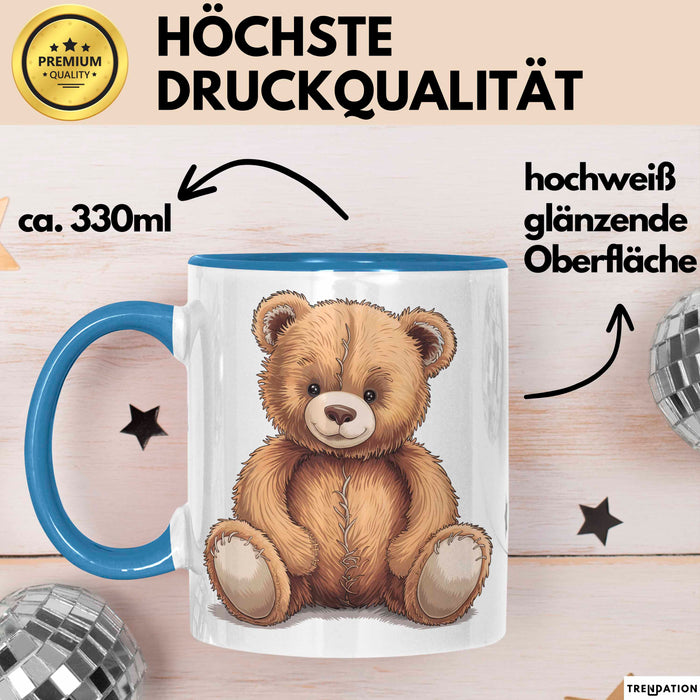 Teddybär Tierliebhaber Tasse Geschenk Lustige Geschenkidee Spruch Blau Trendation