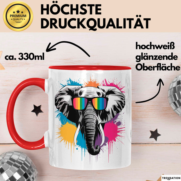 Elefant Tier Sonnenbrille Tasse Geschenk Lustige Geschenkidee Spruch Rot Trendation