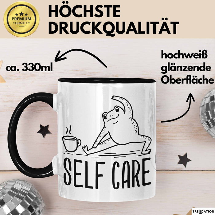 Frosch Tasse Geschenk Self Care Humor Geschenkidee Kaffee-Becher Trendation