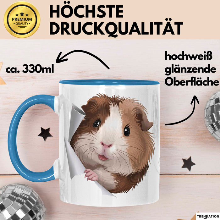 Meerschweinchen Tier Tasse Geschenk Lustige Geschenkidee Blau Trendation