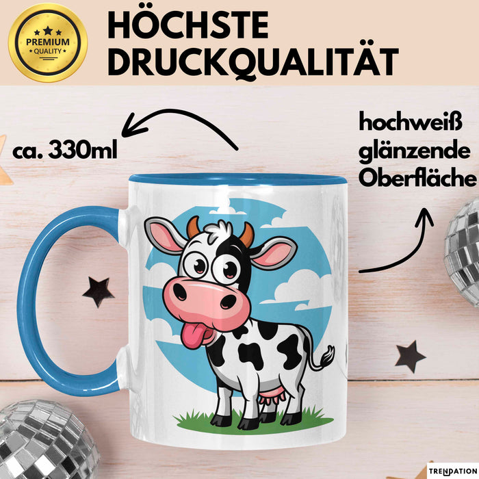 Kuh Liebhaber Tasse Geschenkidee Bauernhoftier Fan Lustiger Geschenkidee Lustig Blau Trendation