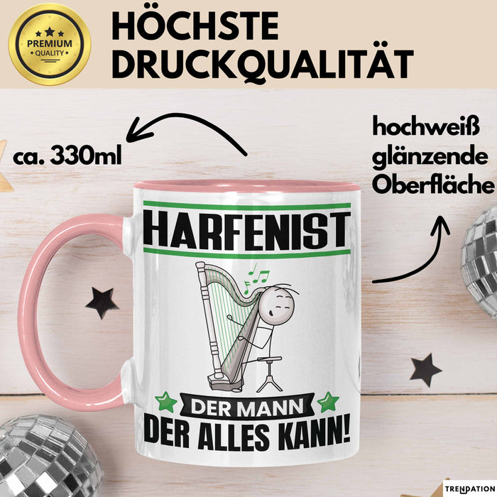 Harfenist Tasse Geschenk für Harfenist Der Mann Der Alles Kann Geschenkidee zum Geburtstag Rosa Trendation