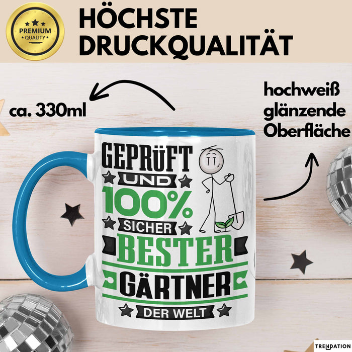Gärtner Geschenk Lustiger Spruch für Gärtner Geschenkidee Bester Gärtner Der Welt Blau Trendation
