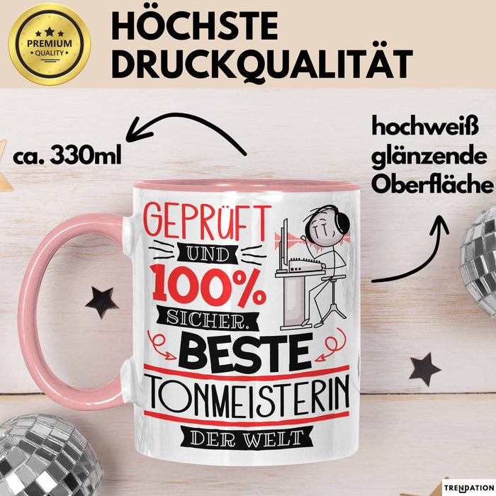 Beste Tonmeisterin Der Welt Tasse Geschenk für Eine Tonmeisterin Geprüft Und Sicher Geschenkidee Geburtstag Weihnachten Rosa Trendation