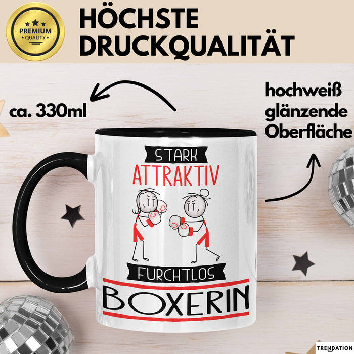 Boxerin Tasse Geschenk Becher Stark Attraktiv Furchtlos Boxerin Lustige Geschenkidee Trendation