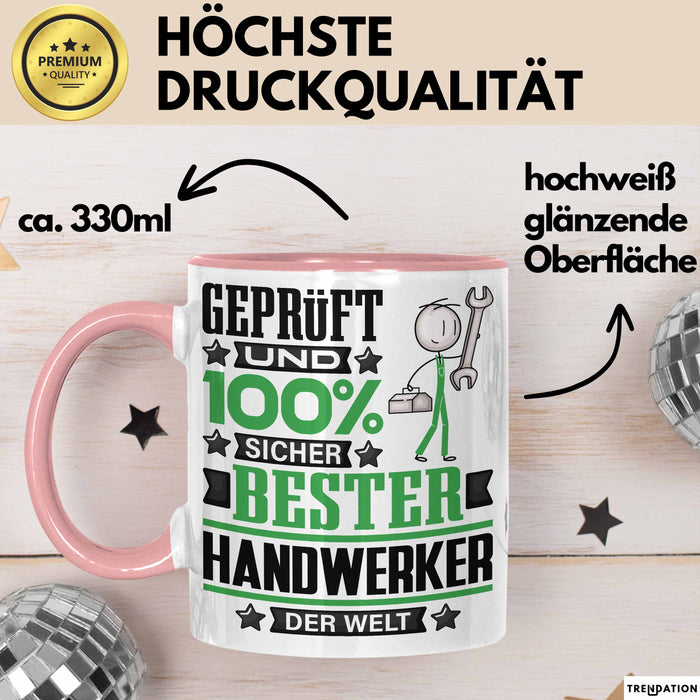 Handwerker Geschenk Lustiger Spruch für Handwerker Geschenkidee Bester Handwerker Der Welt Rosa Trendation