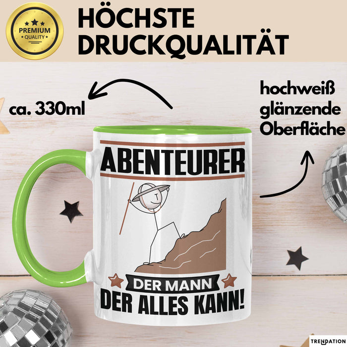 Abenteurer Tasse Geschenk für Abenteurer Der Mann Der Alles Kann Geschenkidee zum Geburtstag Grün Trendation