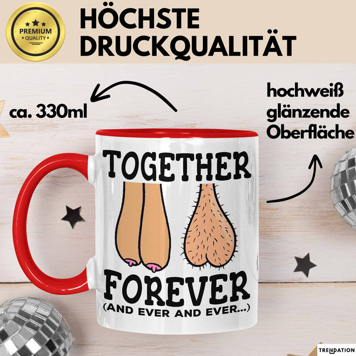 Ehemann Ehefrau Paare Jahrestag Tasse Geschenk Lustige Geschenkidee Spruch Für Immer Zusammen Rot Trendation