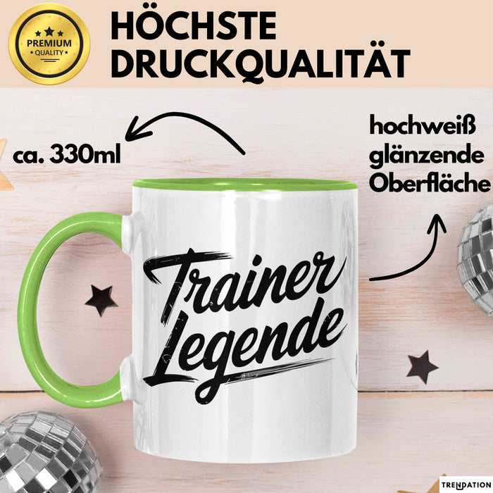 Fußballtrainer Fußballteam Tasse Geschenk Lustige Geschenkidee Spruch Trainer Legende Grün Trendation