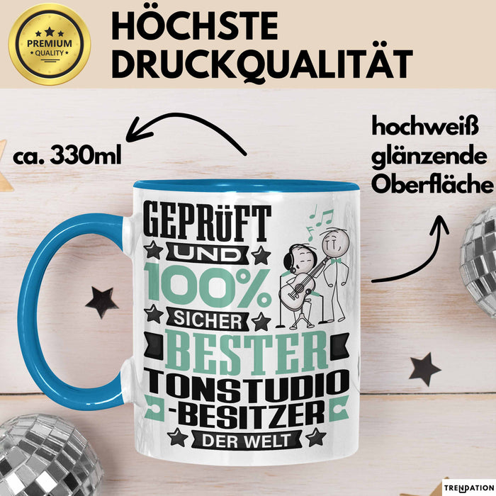 Tonstudio-Besitzer Geschenk Lustiger Spruch für Tonstudio-Besitzer Geschenkidee Bester Tonstudio-Besitzer Der Welt Blau Trendation