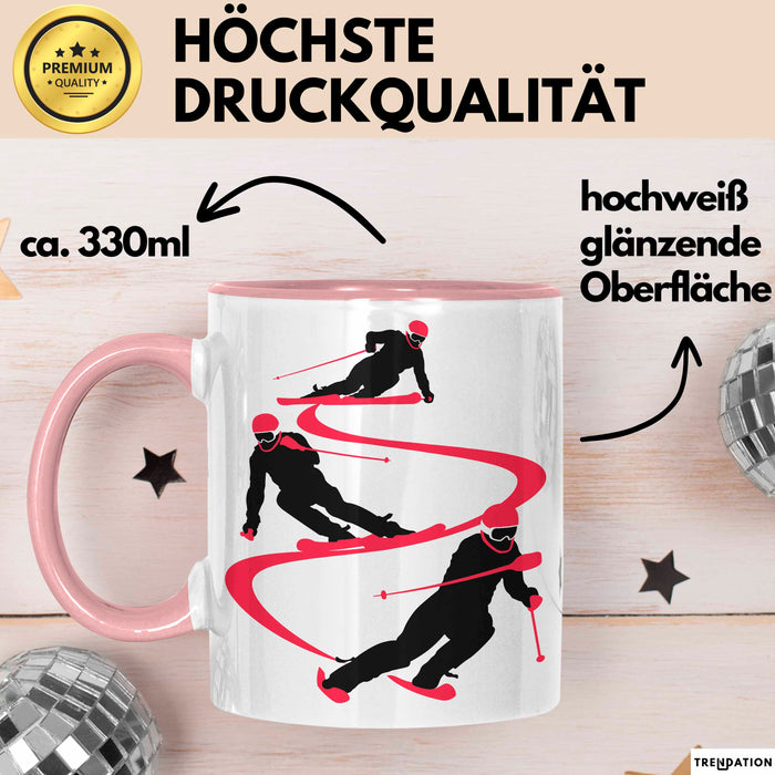 Ski Tasse Geschenk Grafik Skifahrer Becher Rosa Trendation