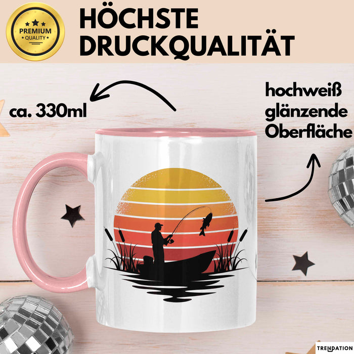 Angelliebhaber Fischer Retro Tasse Geschenk Lustige Geschenkidee Spruch Rosa Trendation