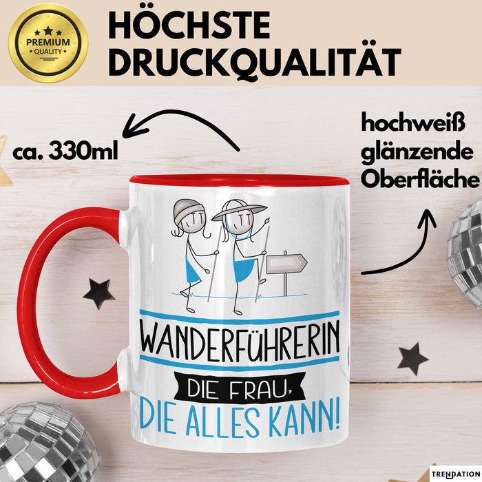 Wanderführerin Geschenk Tasse Becher Die Frau Die Allen Kann Geschenkidee für eine Wanderführerin Lustig Rot Trendation