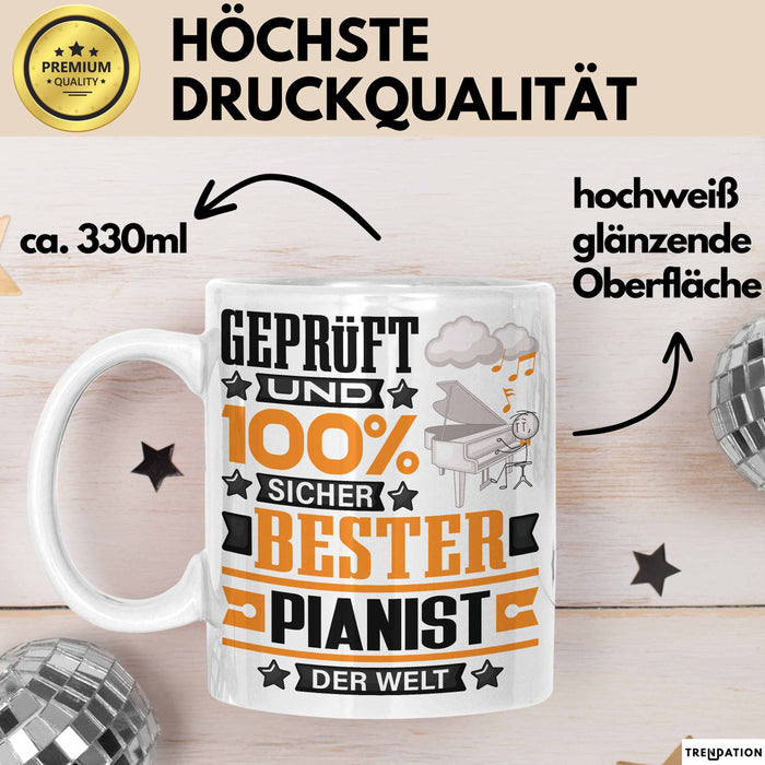 Pianist Geschenk Lustiger Spruch für Pianist Geschenkidee Bester Pianist Der Welt Weiß Trendation