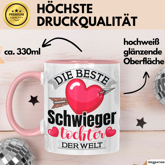 Schwiegertochter Tasse Geschenk Die Beste Schwiegertochter Der Welt Geschenkidee Becher Rosa Trendation
