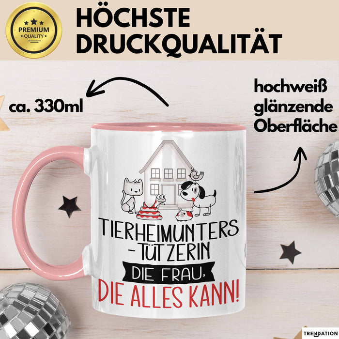 Tierheimunterstützerin Geschenk Tasse Becher Die Frau Die Allen Kann Geschenkidee für eine Tierheimunterstützerin Lustig Rosa Trendation